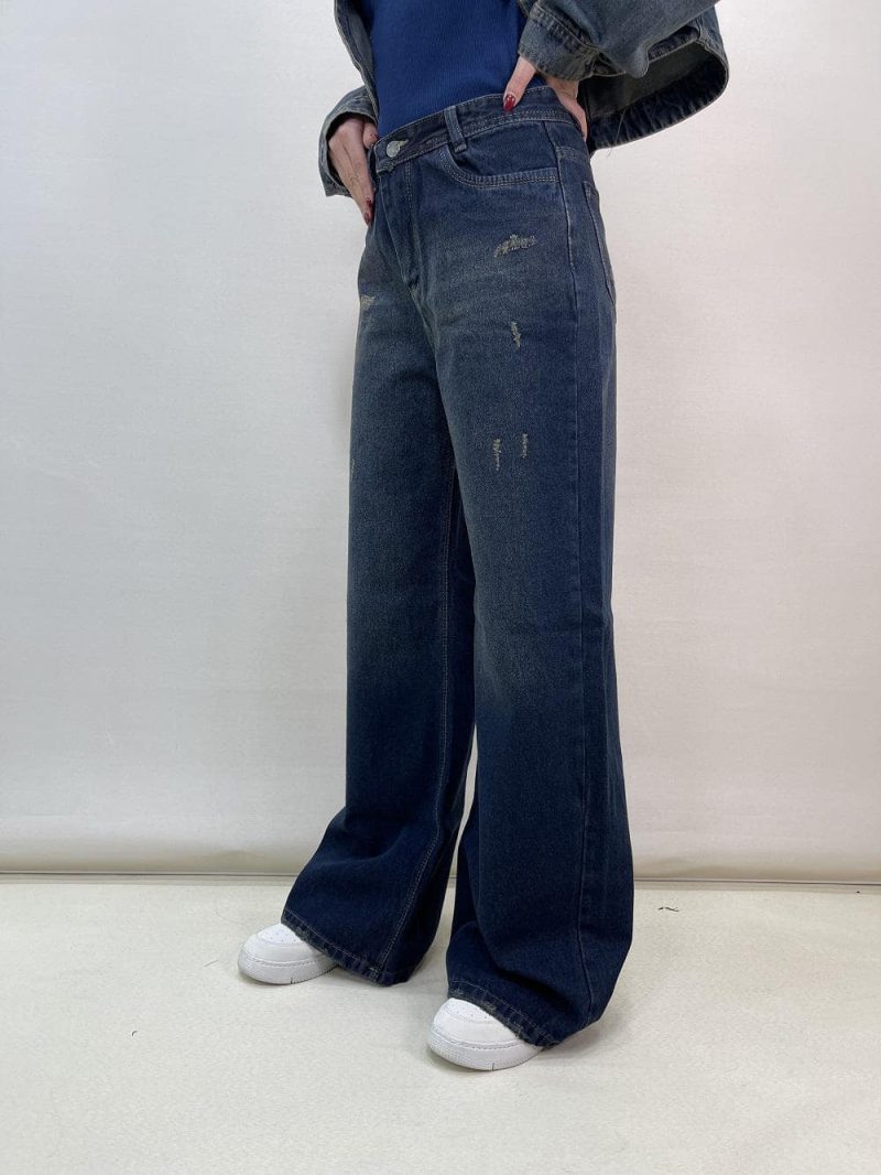 شلوار جین زنانه فول بگ سرمه ای