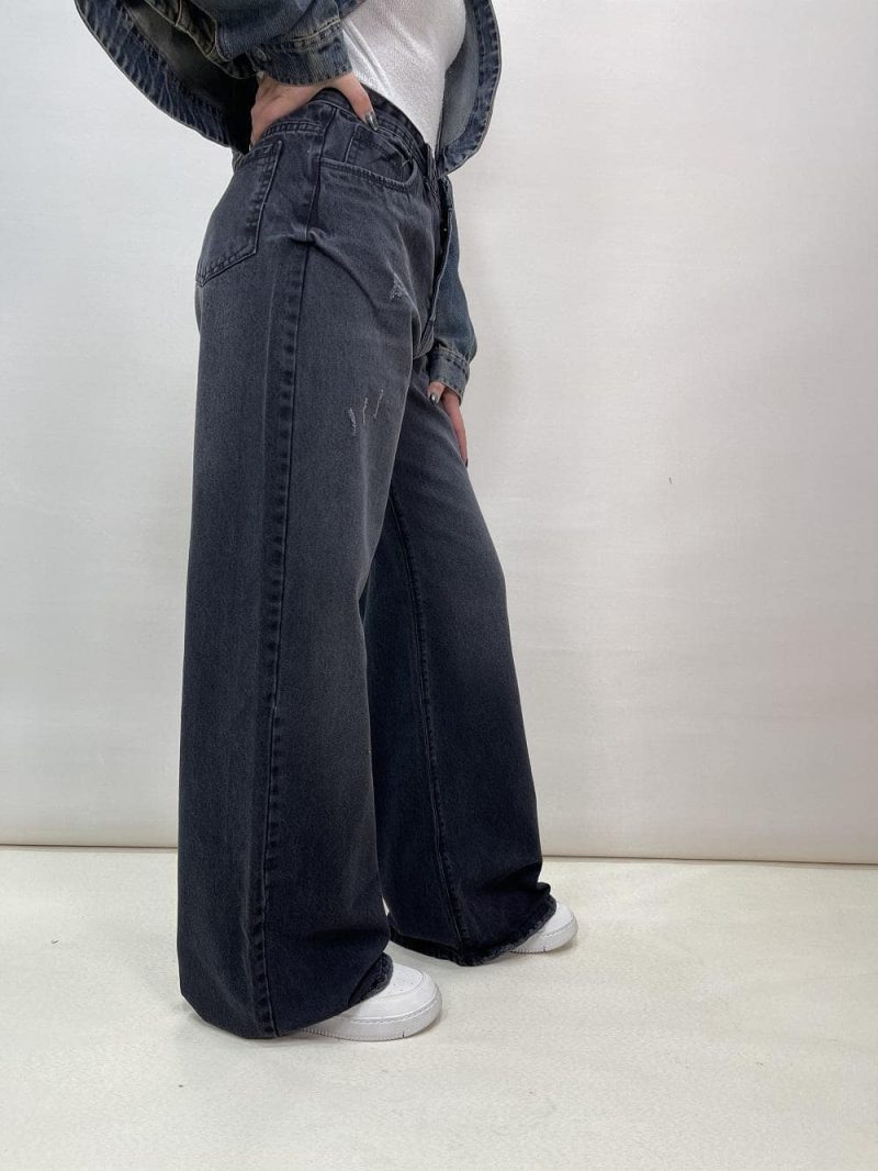 شلوار جین زنانه فول بگ زغالی