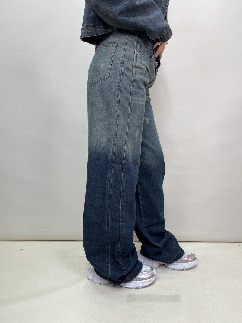 شلوار جین زنانه فول بگ آبی