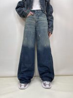 شلوار جین زنانه فول بگ آبی