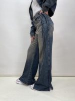 شلوار جین زنانه فول بگ دمپا چاکدار تینت