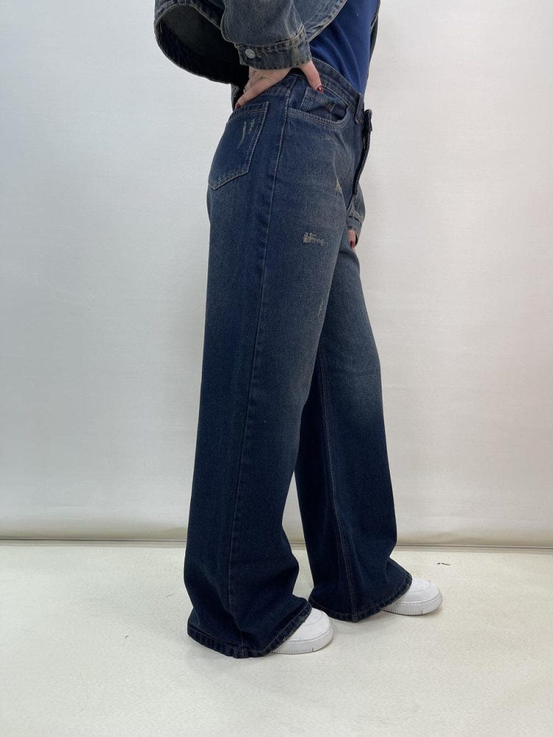 شلوار جین زنانه فول بگ سرمه ای