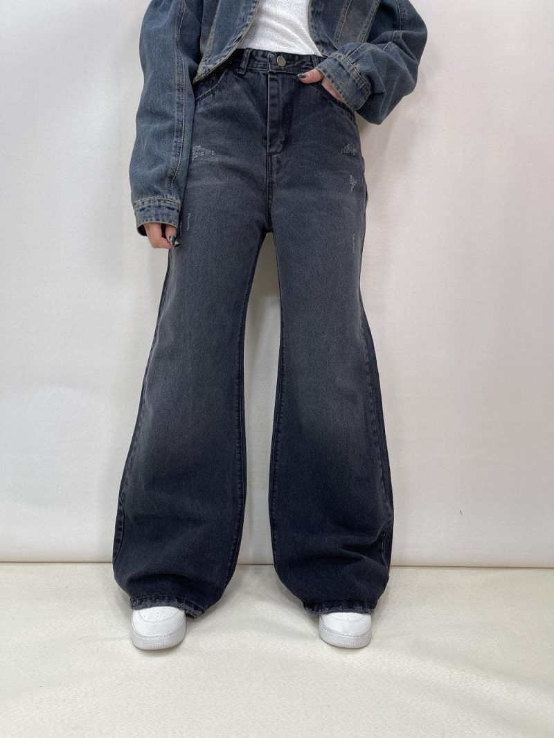 شلوار جین زنانه فول بگ زغالی