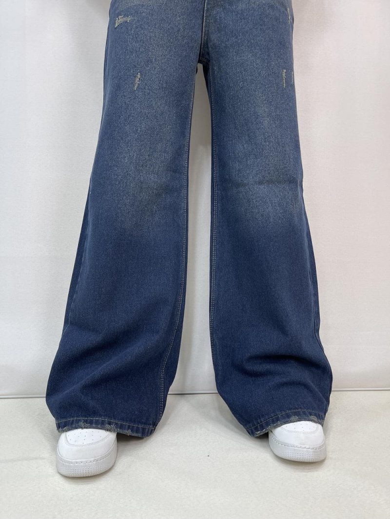 شلوار جین زنانه فول بگ سرمه ای