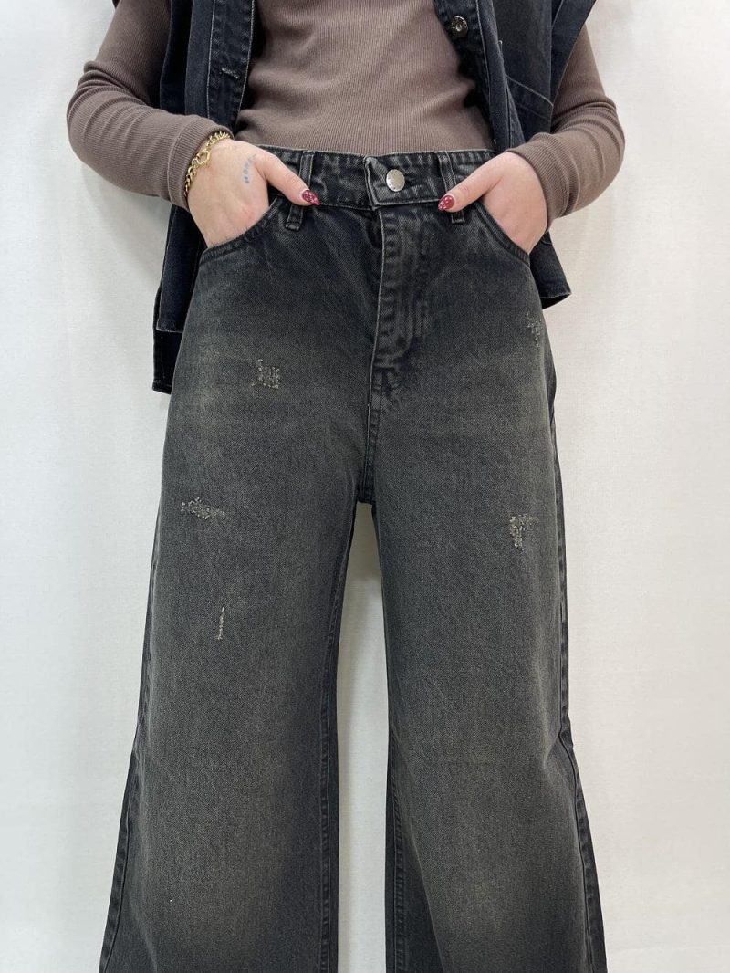 شلوار جین زنانه فول بگ زغالی