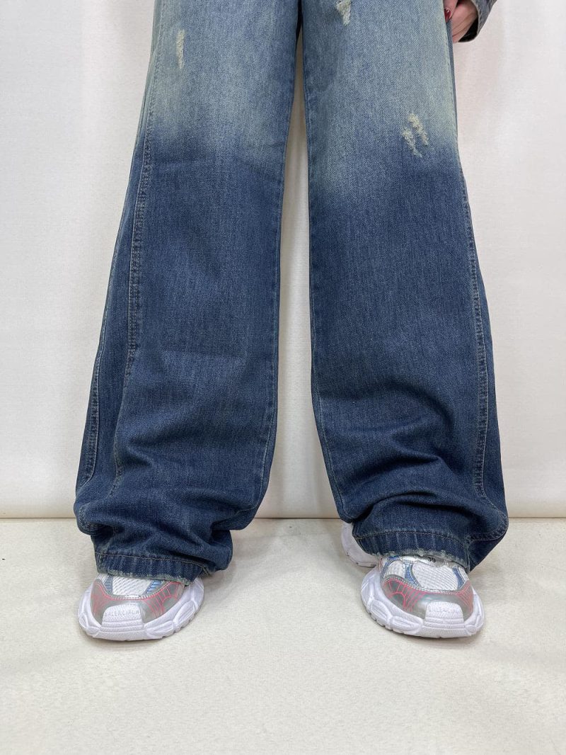 شلوار جین زنانه فول بگ آبی