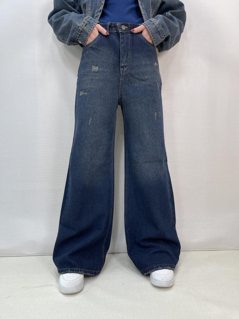 شلوار جین زنانه فول بگ سرمه ای