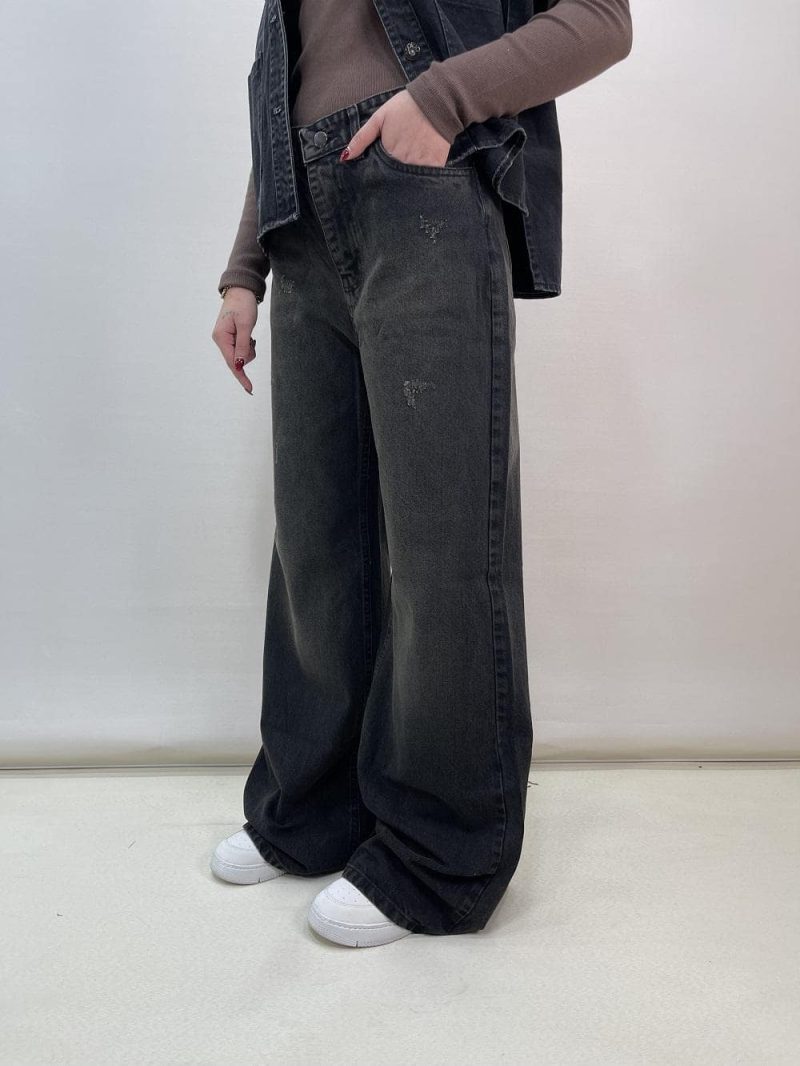 شلوار جین زنانه فول بگ زغالی