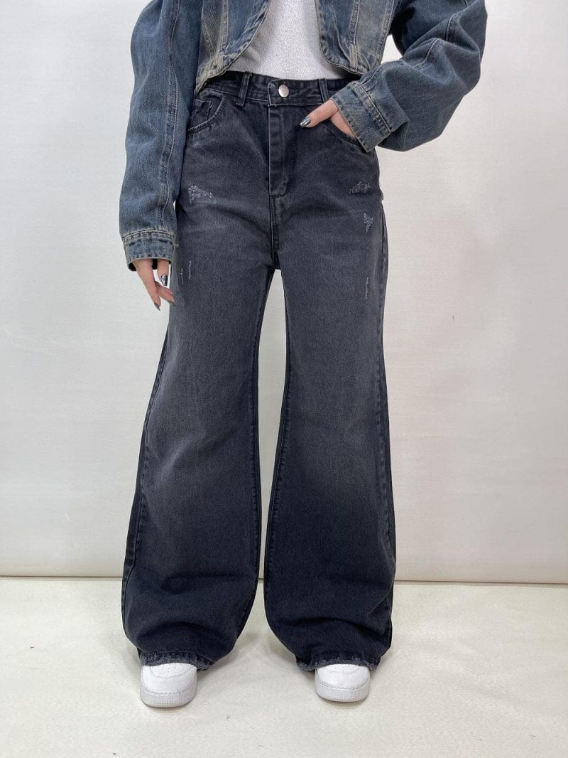 شلوار جین زنانه فول بگ زغالی