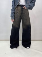شلوار جین زنانه فول بگ شافل زغالی