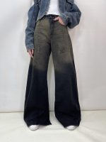 شلوار جین زنانه فول بگ شافل زغالی