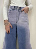 شلوار جین زنانه فول بگ شافل آبی صورتی