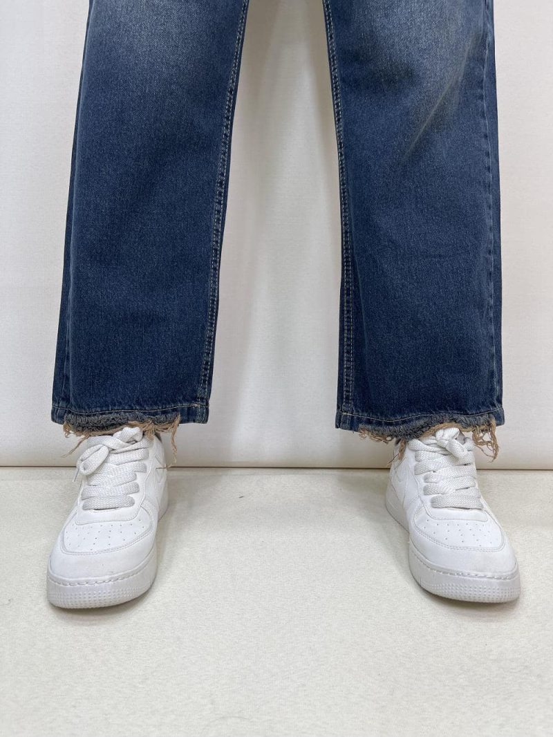 شلوار جین زنانه لگ استایل آبی