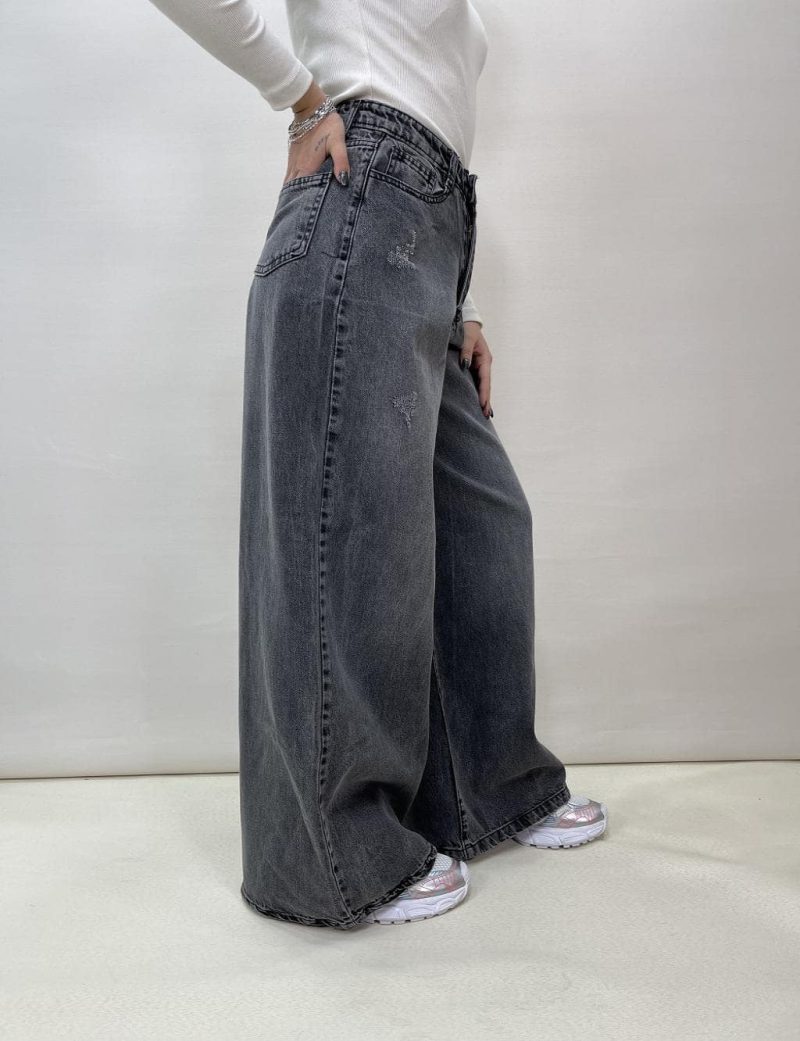 شلوار جین زنانه سوپر بگ طوسی