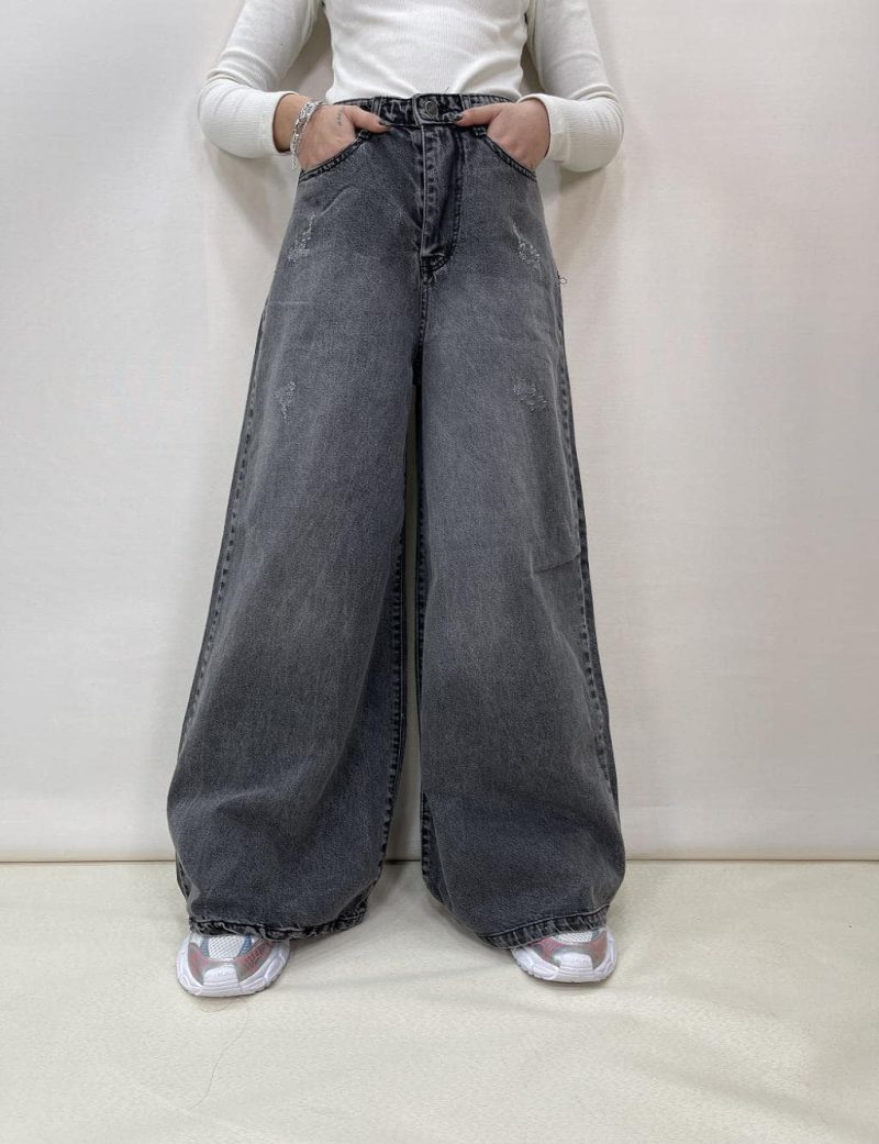 شلوار جین زنانه سوپر بگ طوسی