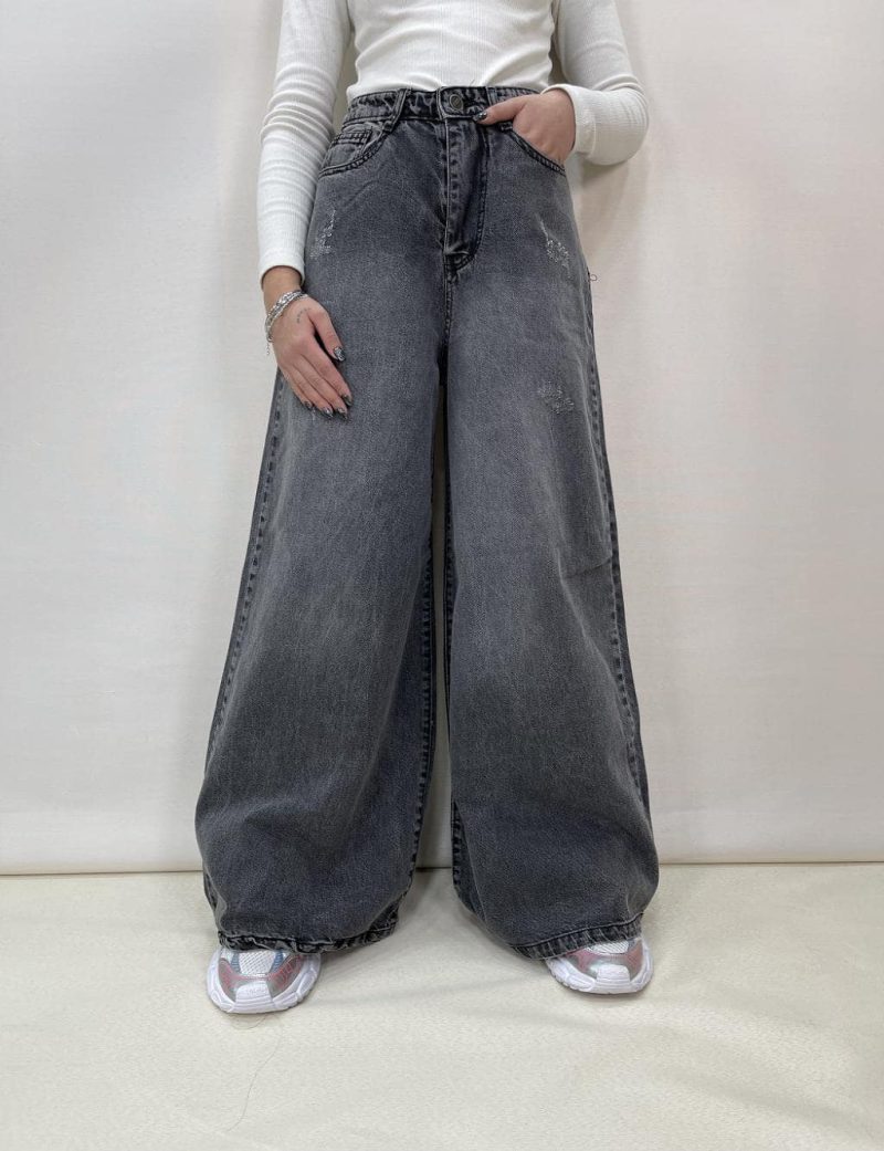 شلوار جین زنانه سوپر بگ طوسی