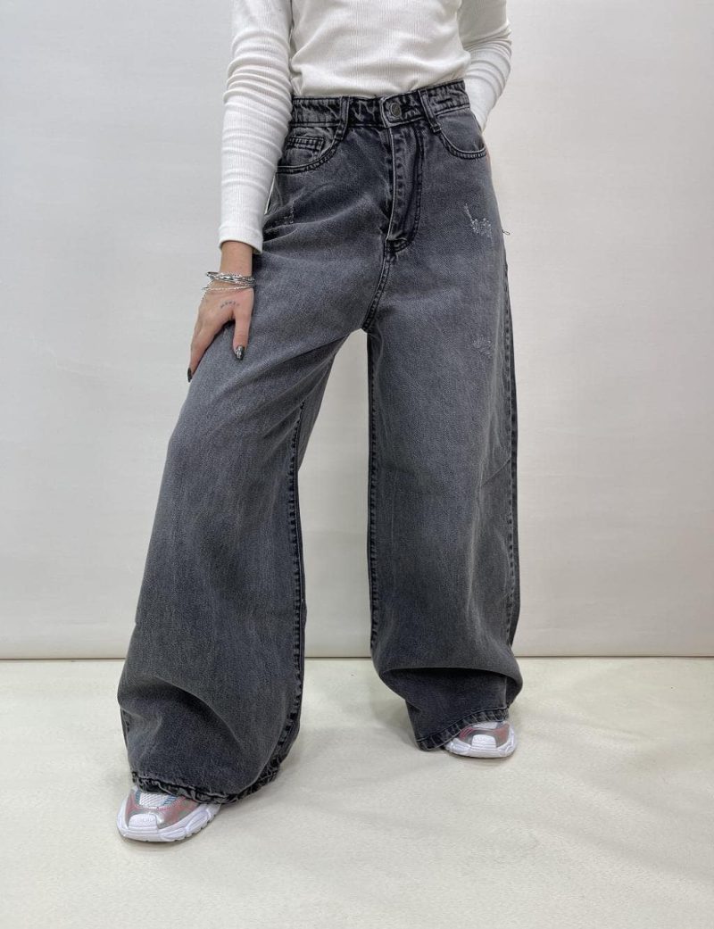 شلوار جین زنانه سوپر بگ طوسی