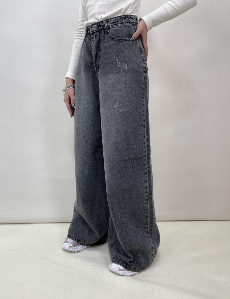 شلوار جین زنانه سوپر بگ طوسی