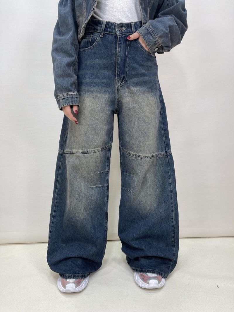 شلوار جین زنانه سوپر بگ آبی تینت