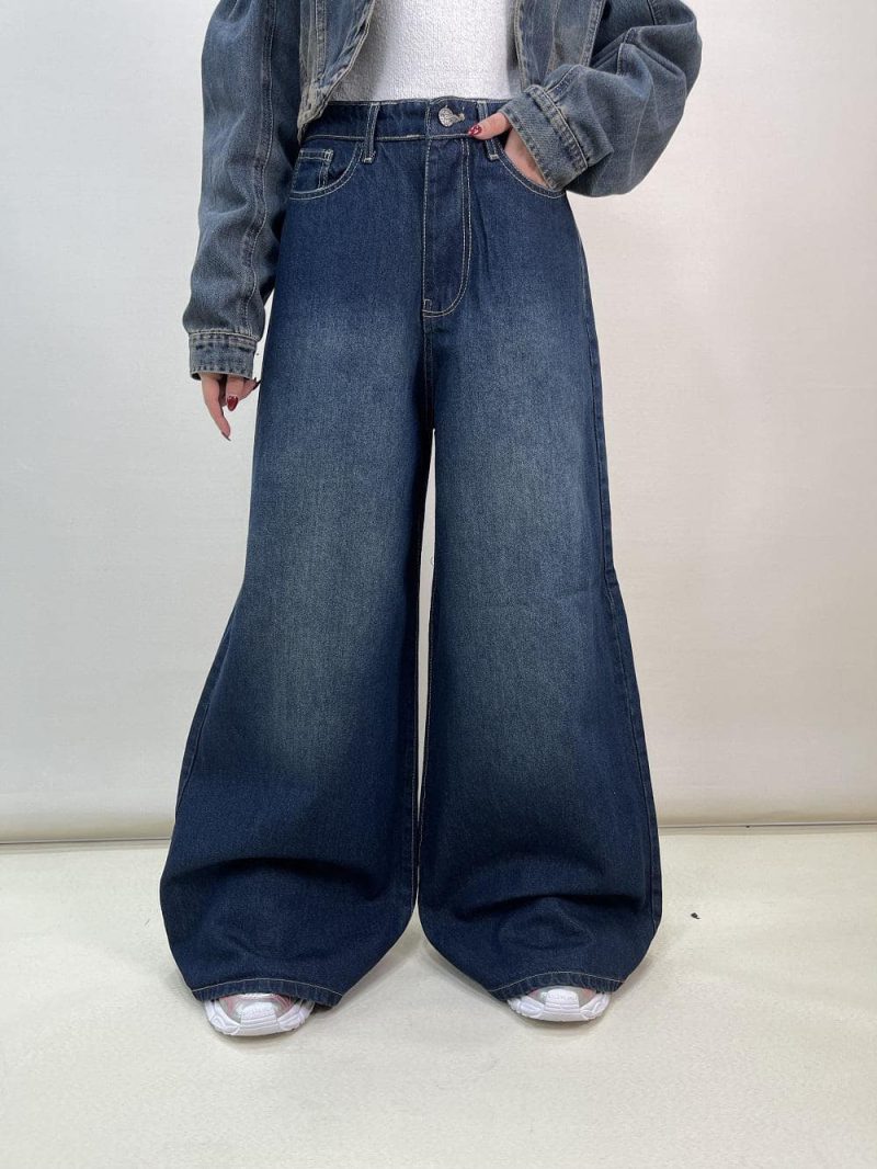 شلوار جین زنانه سوپر بگ سرمه ای