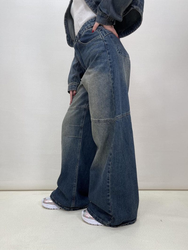 شلوار جین زنانه سوپر بگ آبی تینت