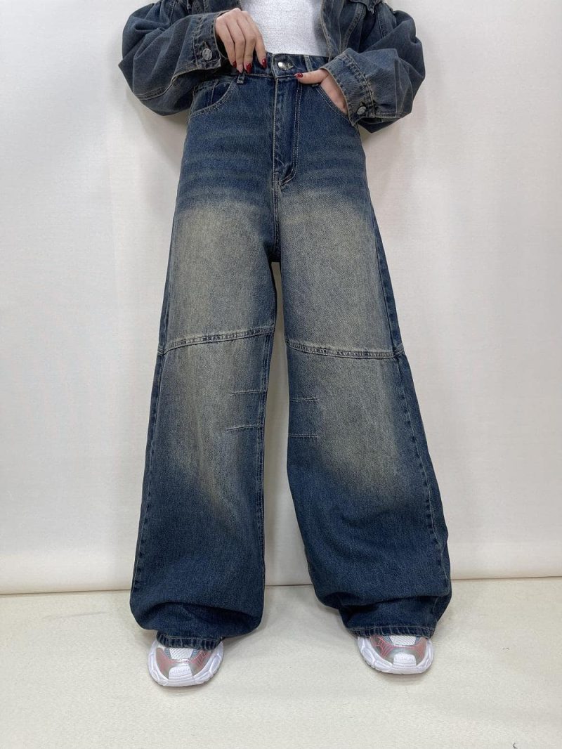 شلوار جین زنانه سوپر بگ آبی تینت