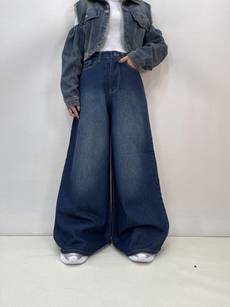 شلوار جین زنانه سوپر بگ سرمه ای