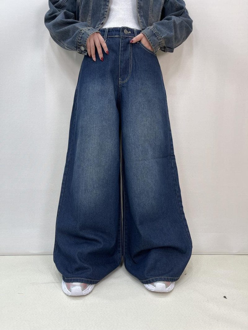 شلوار جین زنانه سوپر بگ سرمه ای