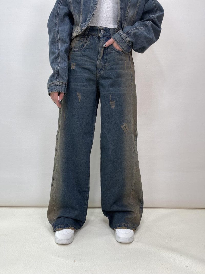 شلوار جین زنانه بگ آبی تینت