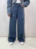 شلوار جین بگ زنانه آبی تینت دار