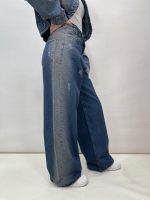 شلوار جین بگ زنانه آبی تینت دار