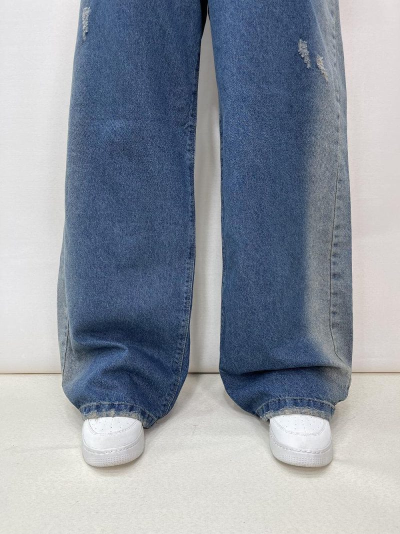 شلوار جین بگ زنانه آبی تینت دار