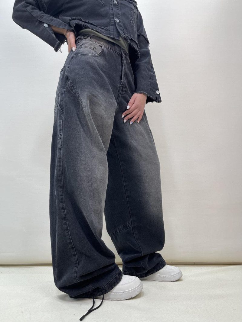 شلوار جین زنانه بالونی مکس زغالی