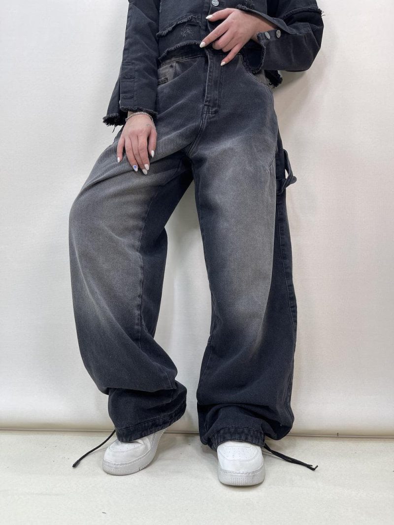 شلوار جین زنانه بالونی مکس زغالی