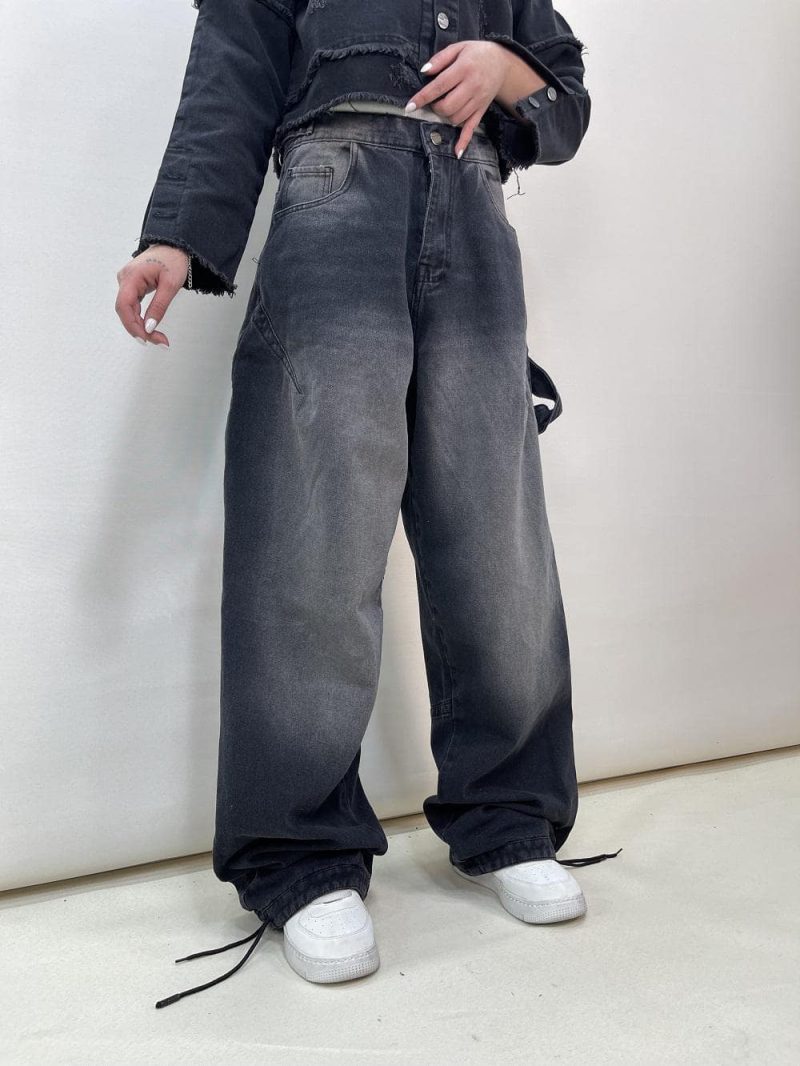 شلوار جین زنانه بالونی مکس زغالی