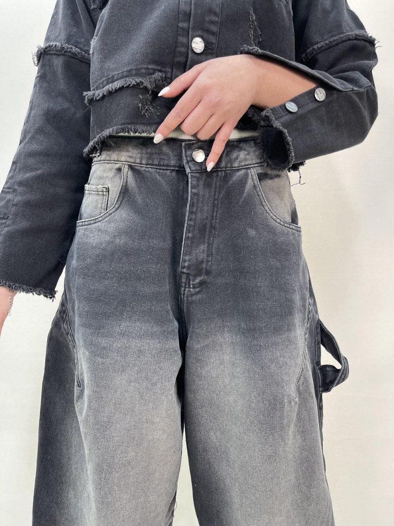 شلوار جین زنانه بالونی مکس زغالی