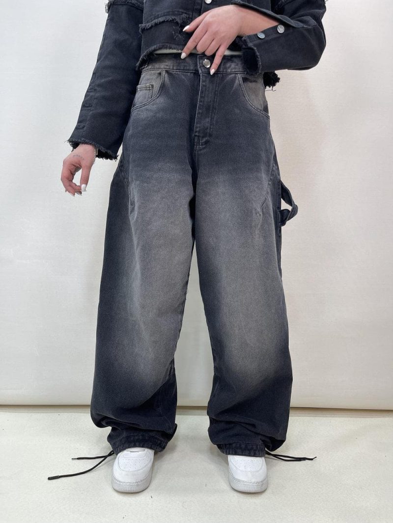 شلوار جین زنانه بالونی مکس زغالی