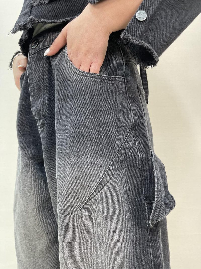 شلوار جین زنانه بالونی مکس زغالی