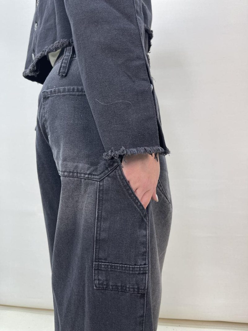 شلوار جین زنانه بالونی مکس زغالی