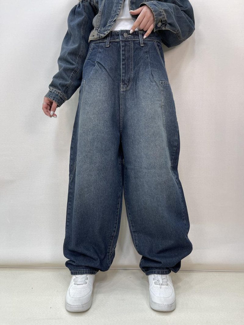 شلوار جین زنانه بالونی سرمه ای