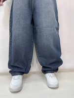 شلوار جین زنانه بالونی سرمه ای کثیف شور