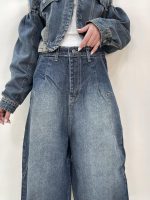 شلوار جین زنانه بالونی سرمه ای کثیف شور