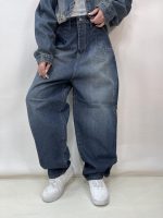 شلوار جین زنانه بالونی سرمه ای کثیف شور