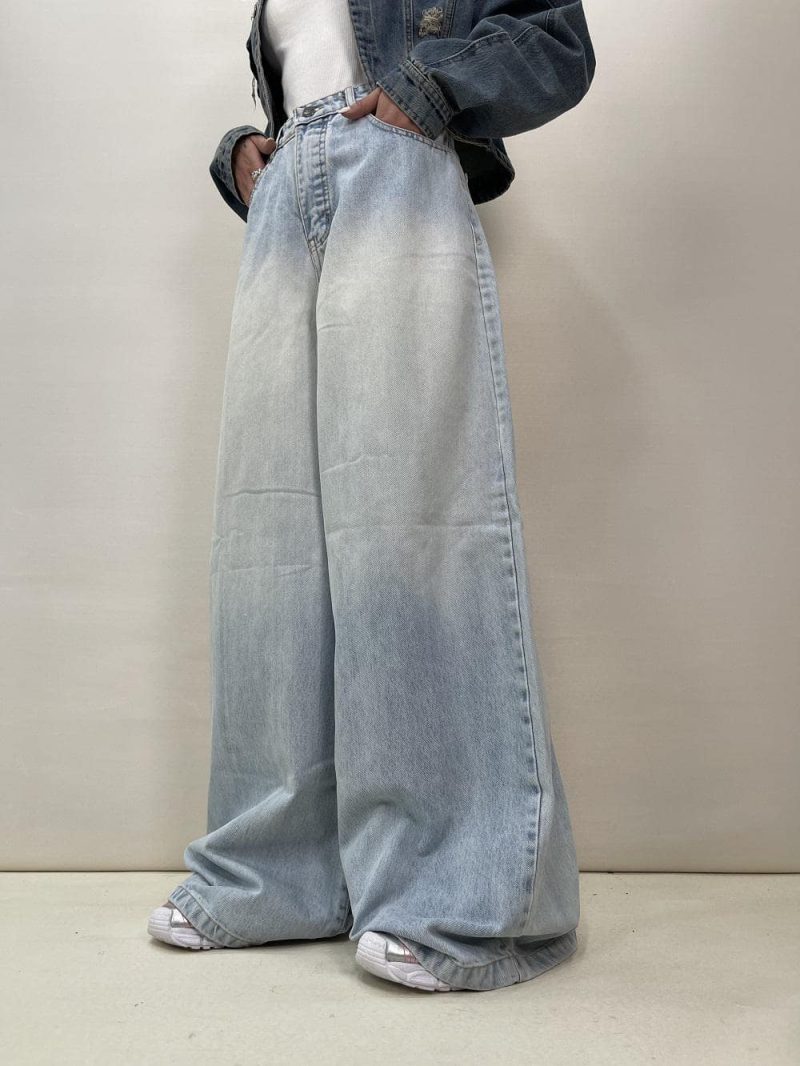 شلوار جین زنانه سوپر بگ آبی یخی