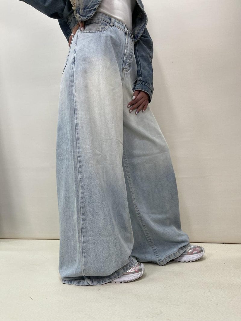 شلوار جین زنانه سوپر بگ آبی یخی