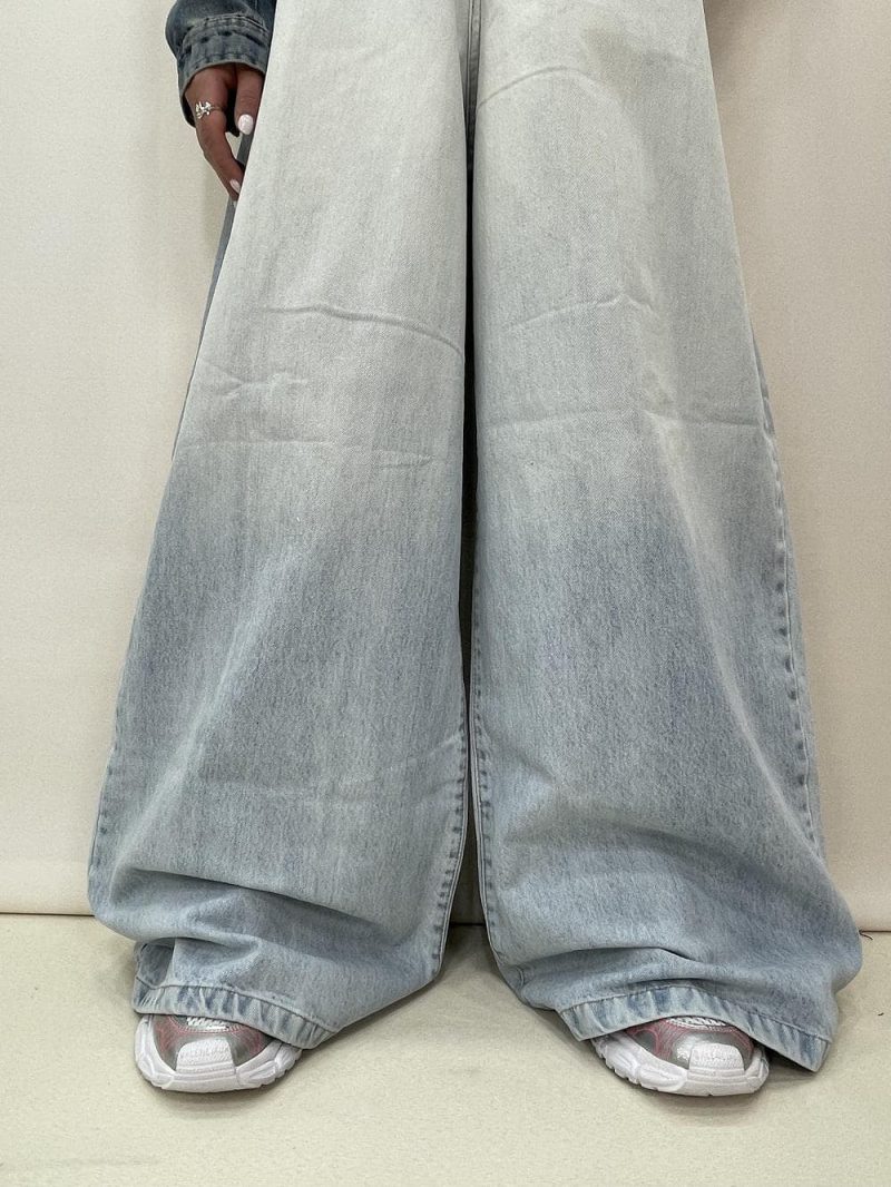 شلوار جین زنانه سوپر بگ آبی یخی