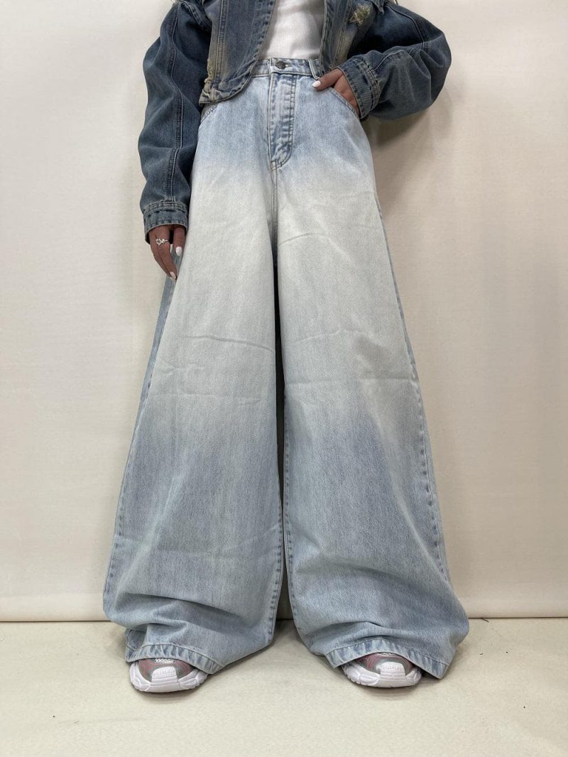 شلوار جین زنانه سوپر بگ آبی یخی