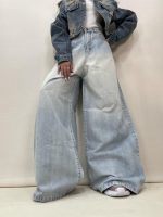 شلوار جین زنانه سوپر بگ آبی یخی