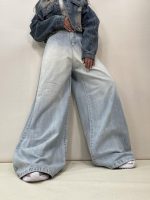 شلوار جین زنانه سوپر بگ آبی یخی