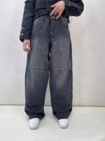 شلوار جین زنانه بالونی زغالی طرحدار